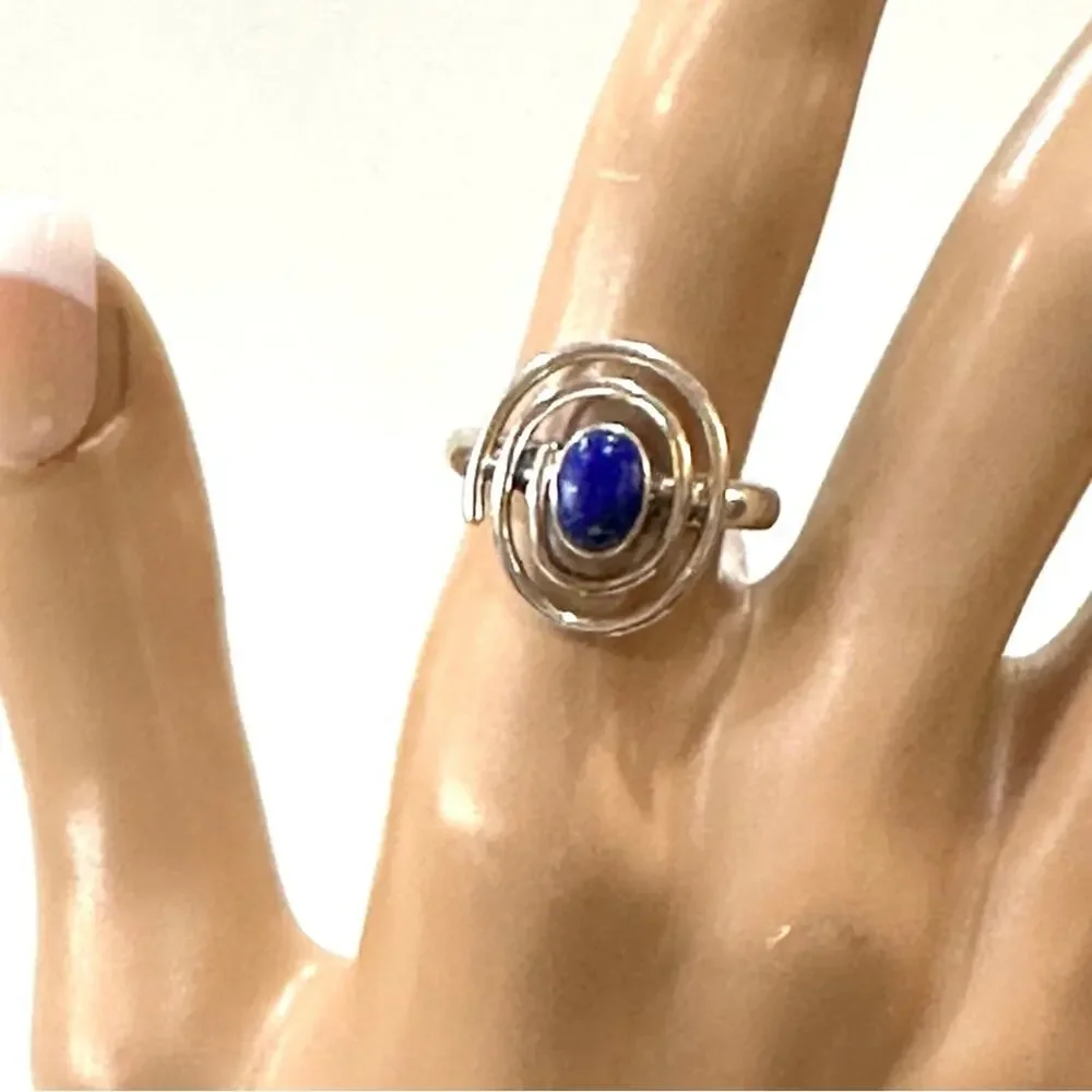 Natural Lapis - Afghanistan .925 solid Sterling Silver Ring size 8 gemstone‎